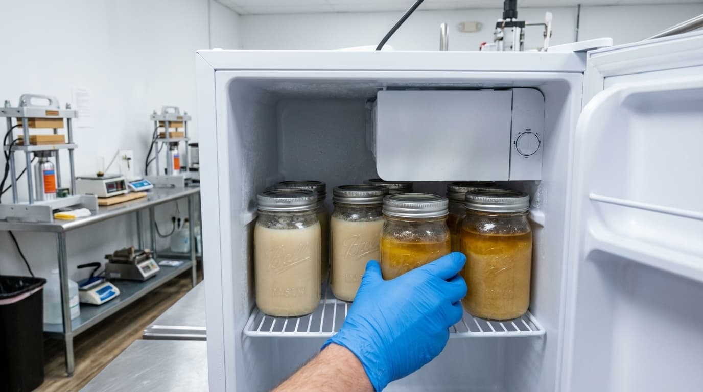 Learn safe rosin cold storage at 32-45°F. Proper containers, temperature control, and handling prevent damage while preserving quality and terpenes.